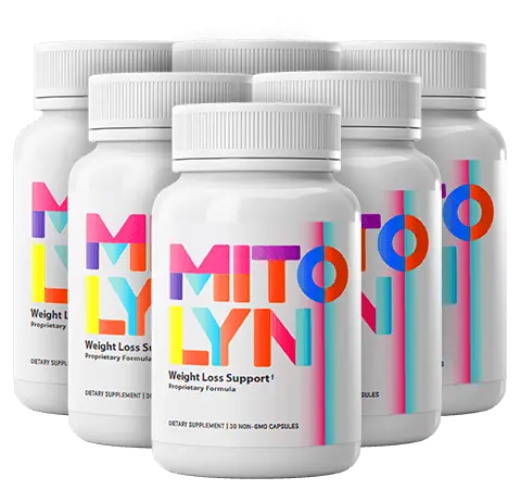 Six bottles of Mitolyn capsules, the 180-day package